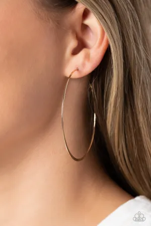 Metal Drama - Gold - Thin Paparazzi Hoop Earrings