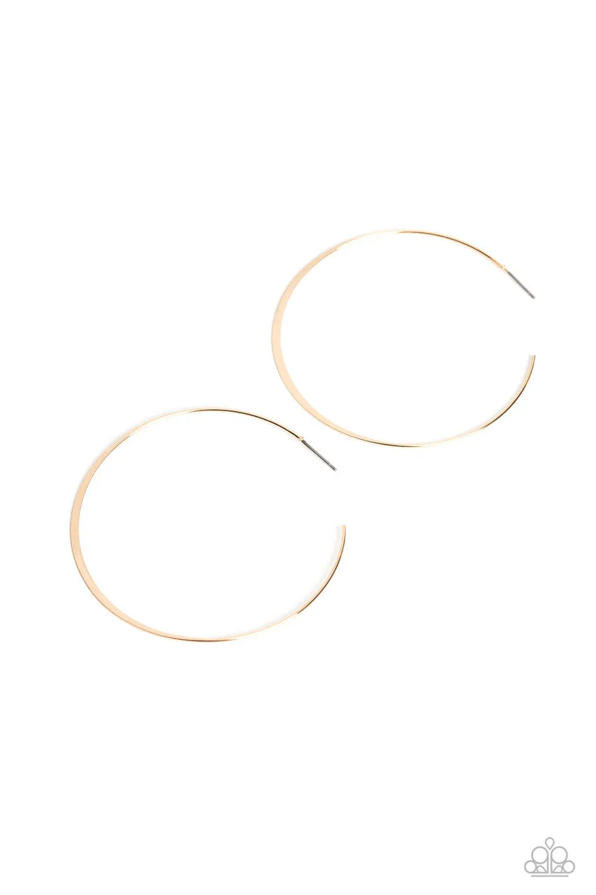 Metal Drama - Gold - Thin Paparazzi Hoop Earrings