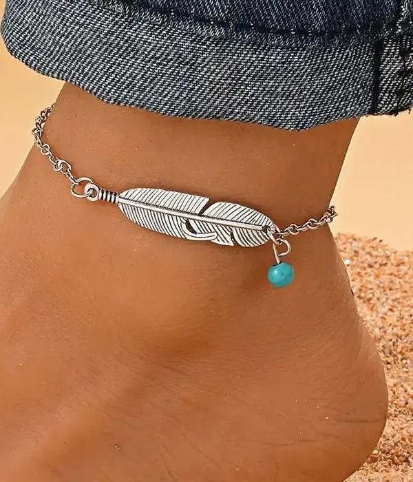Metal Feather Anklet