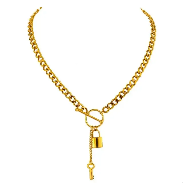 Metal Lock Pendant Necklace