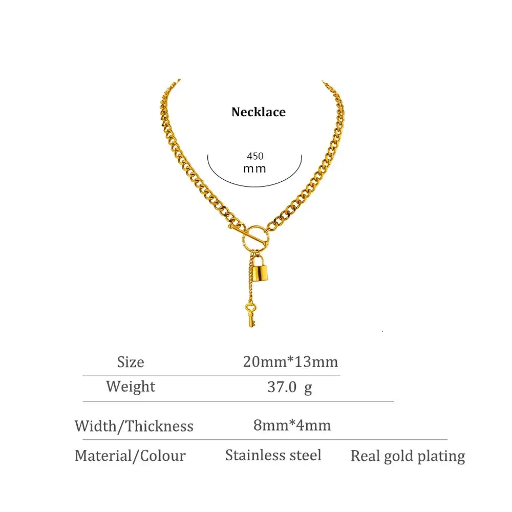 Metal Lock Pendant Necklace