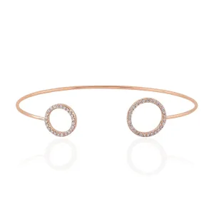 Micro Pave Diamond 18k Rose Gold Delicate Open Cuff Bracelet