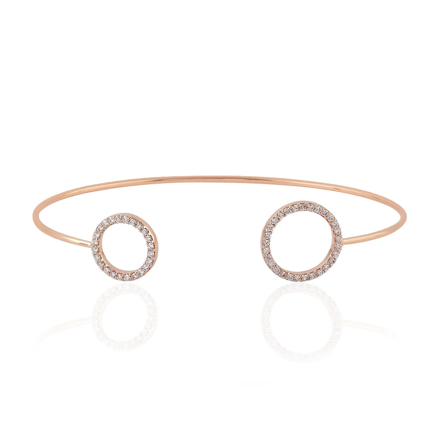 Micro Pave Diamond 18k Rose Gold Delicate Open Cuff Bracelet
