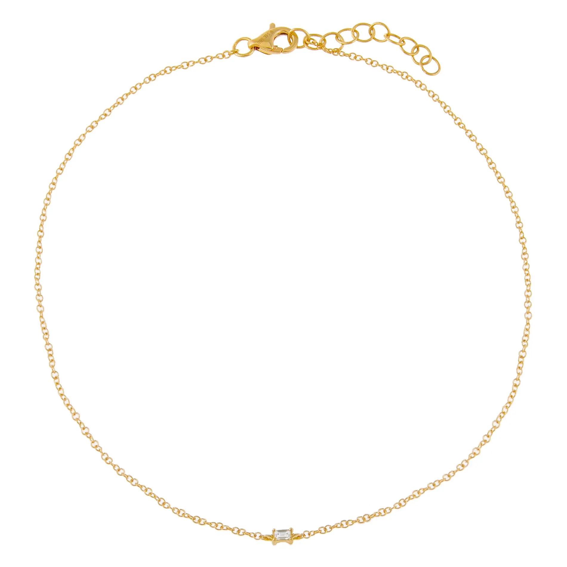 Mini Diamond Baguette Anklet 14K