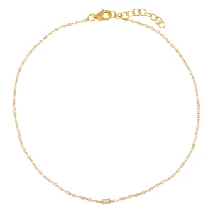 Mini Diamond Baguette Anklet 14K