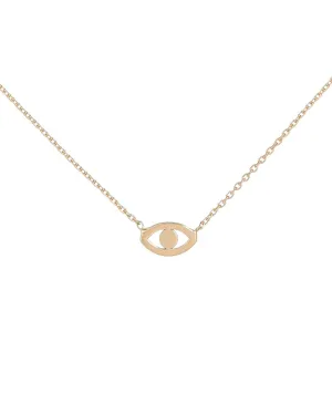 Mini Open Evil Eye Necklace 14K