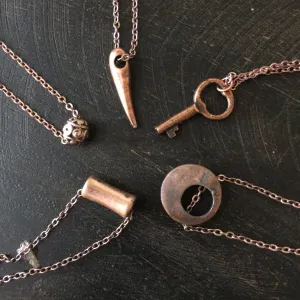 Minimalist Copper Charm Necklace - Charm.