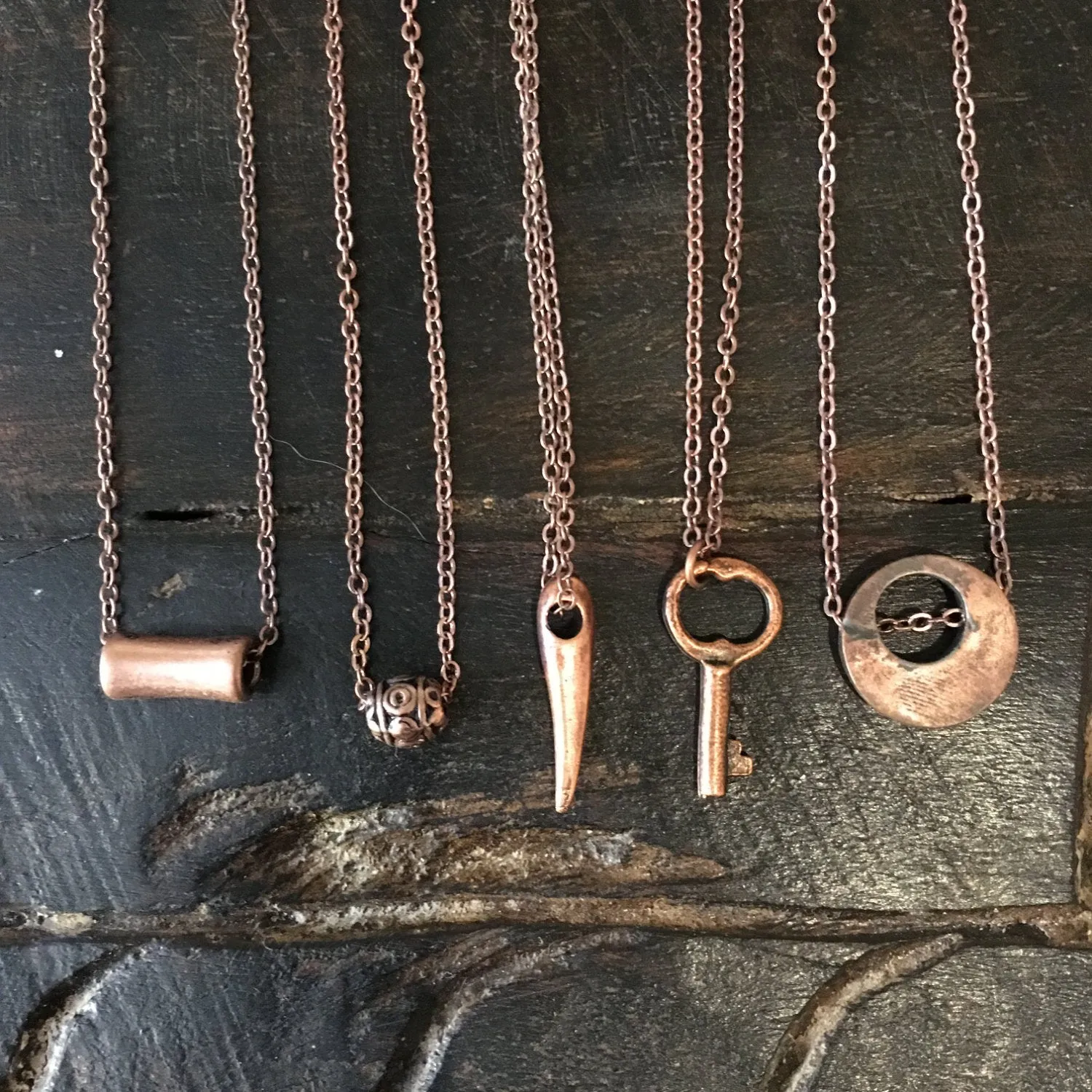 Minimalist Copper Charm Necklace - Charm.