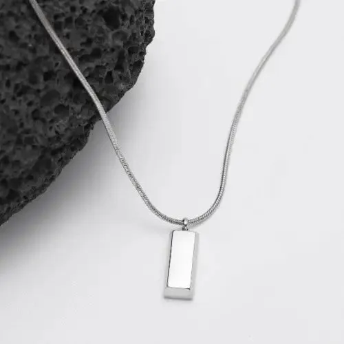 Minimalist Silver Brick Pendant