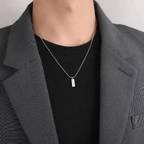 Minimalist Silver Brick Pendant