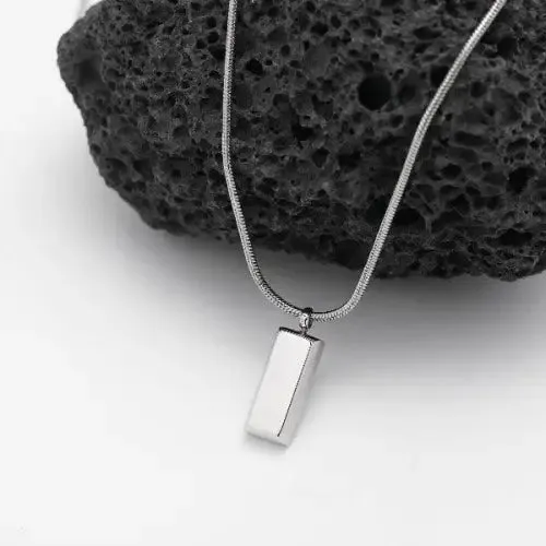 Minimalist Silver Brick Pendant