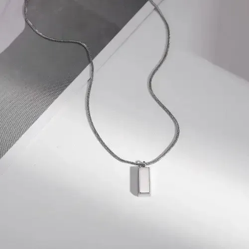 Minimalist Silver Brick Pendant
