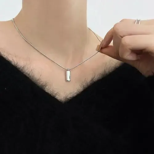 Minimalist Silver Brick Pendant