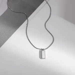 Minimalist Silver Brick Pendant