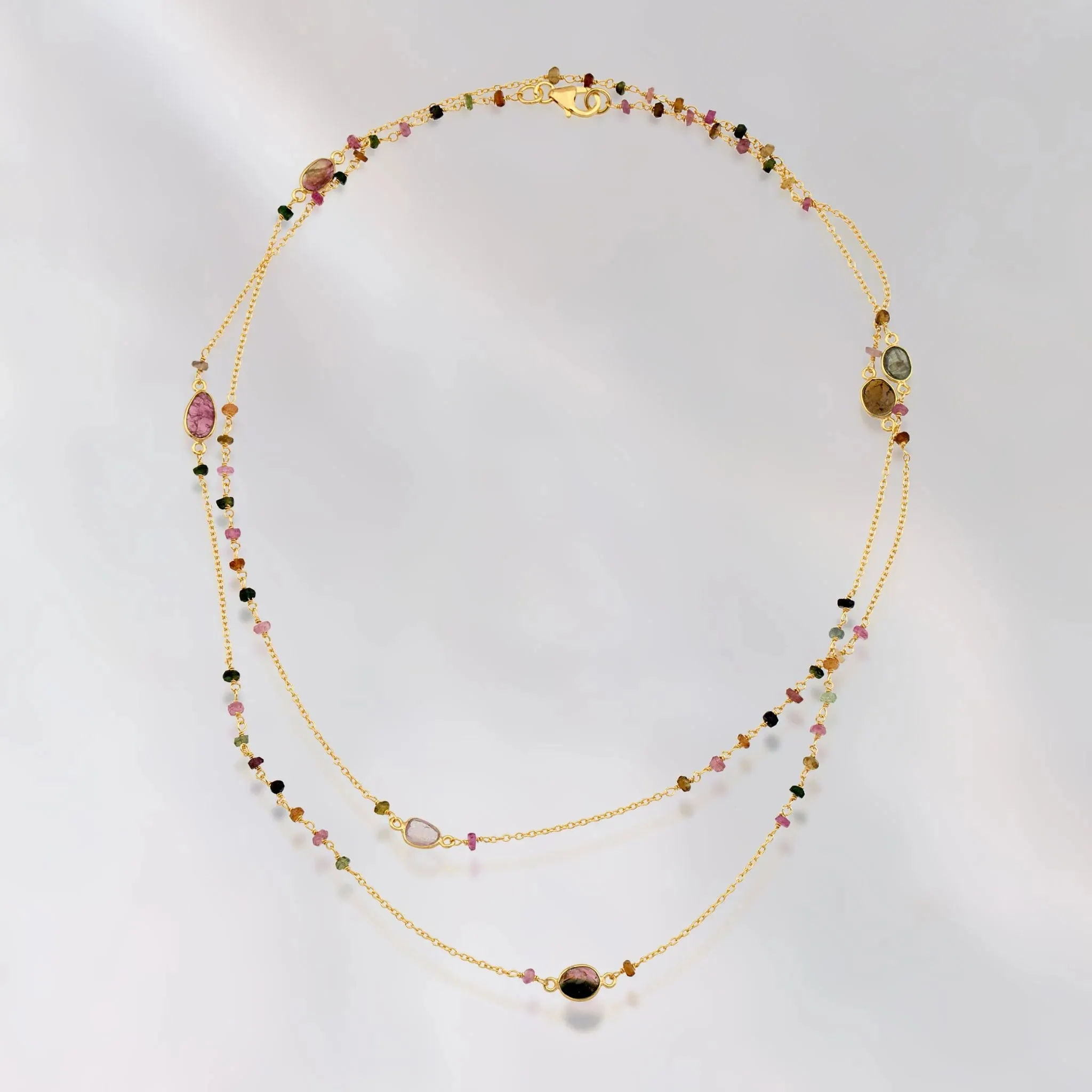Minimalist Tourmaline Long Chain Necklace