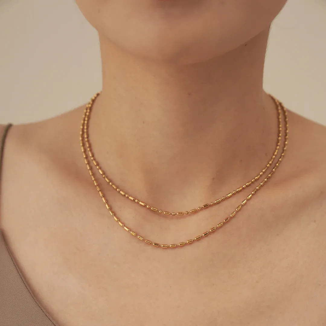 Miranda Beaded Double Layer Necklace - Gold