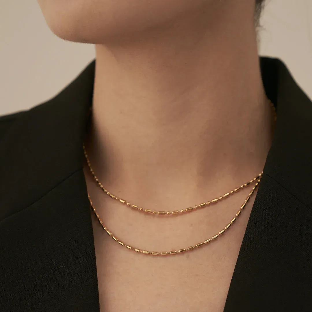 Miranda Beaded Double Layer Necklace - Gold
