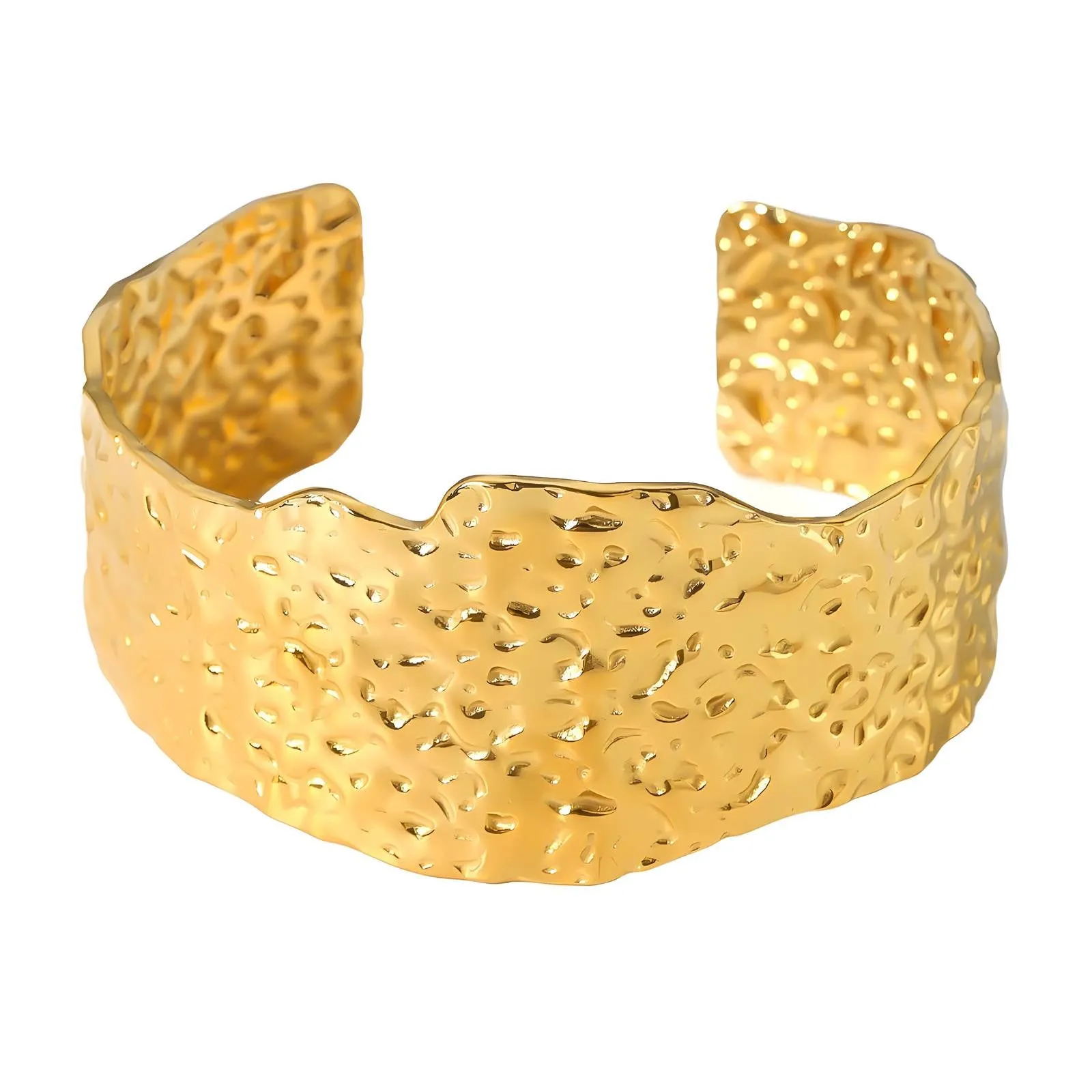 Molten Luxe Cuff – Hammered Gold Boldness