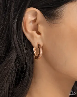Monochromatic Makeover - Rose Gold - Oblong Paparazzi Hinge Hoop Earrings