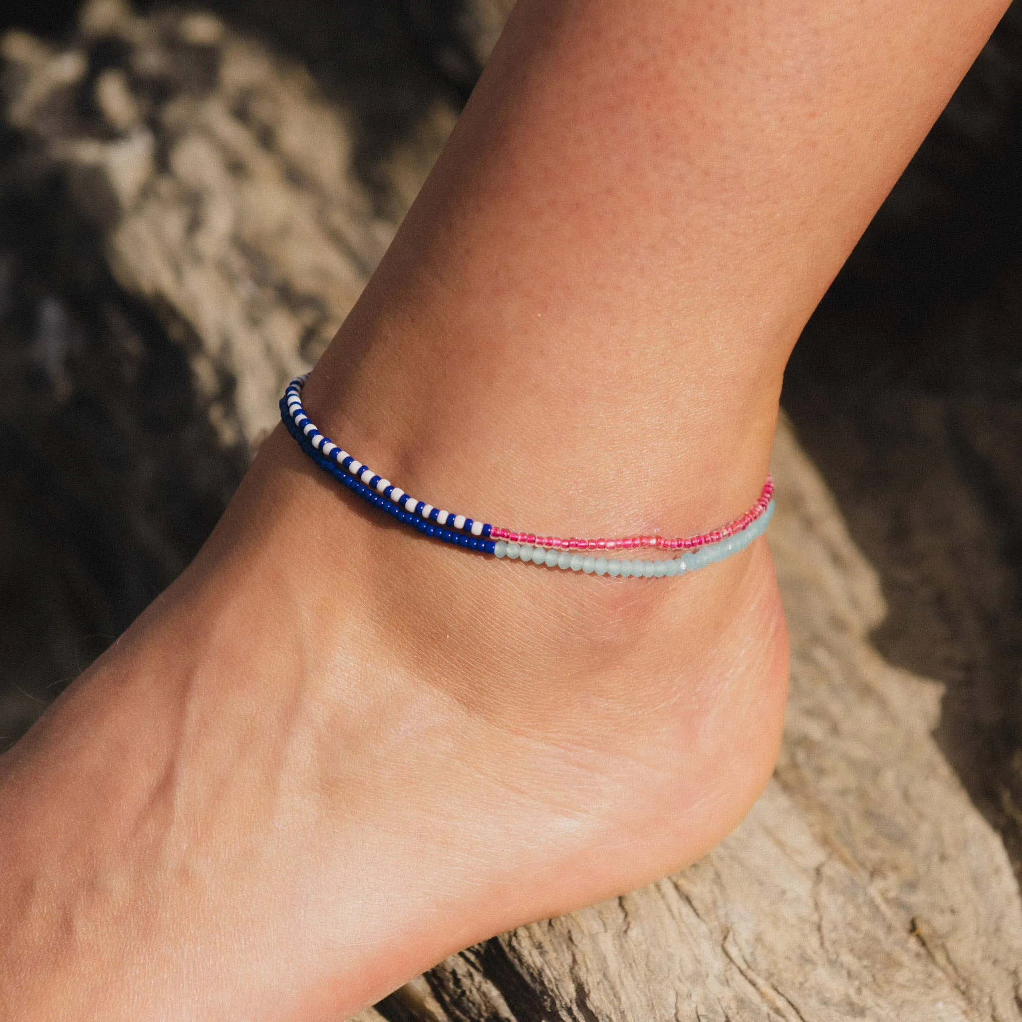 Monte Carlo Anklet, Surfer Jewelry,Beaded Anklet by Koh Surf