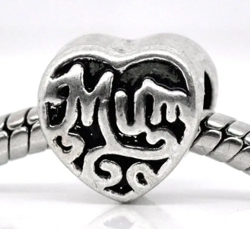 Mother's Day Bead Charms for European Snake Chain Charm Bracelet