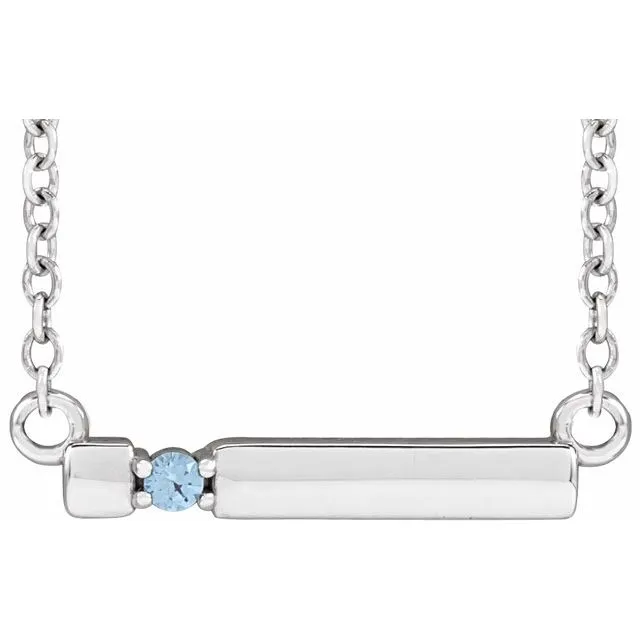 Mother's Family Birthstone Short 16mm Bar 18" Necklace