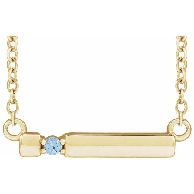 Mother's Family Birthstone Short 16mm Bar 18" Necklace
