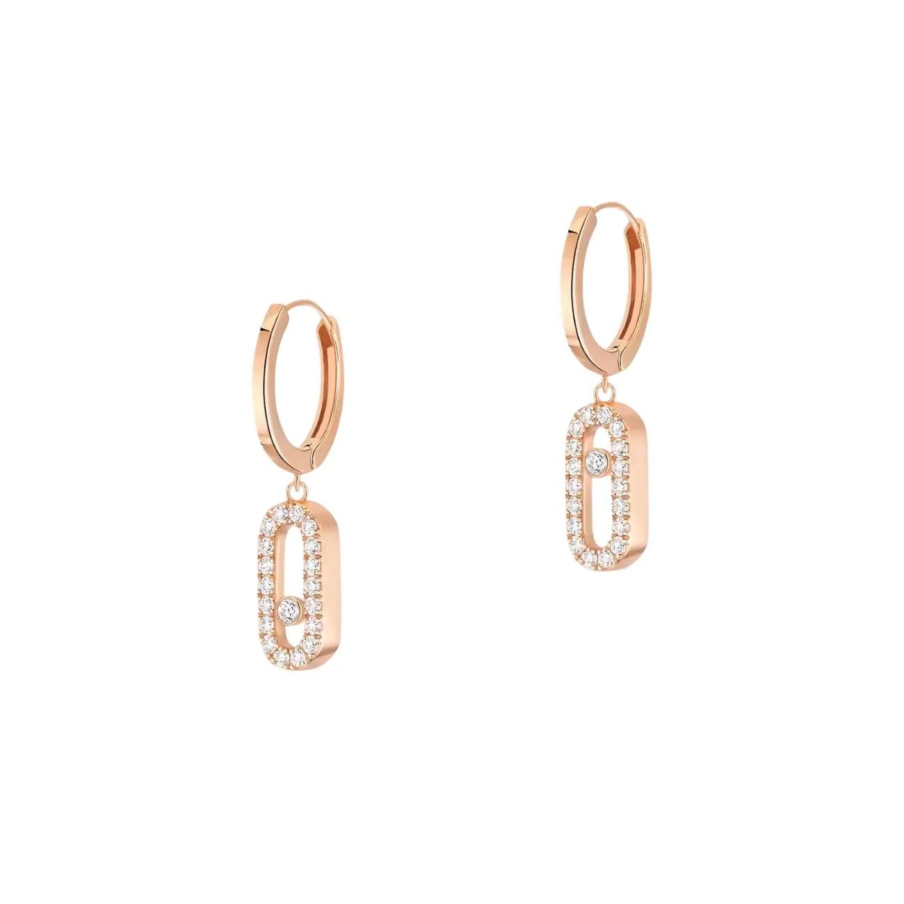 Move Uno 18K Rose Gold Diamond Hoop Earrings