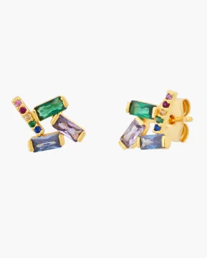 MULTI-COLORED GEOMETRIC CZ STUD