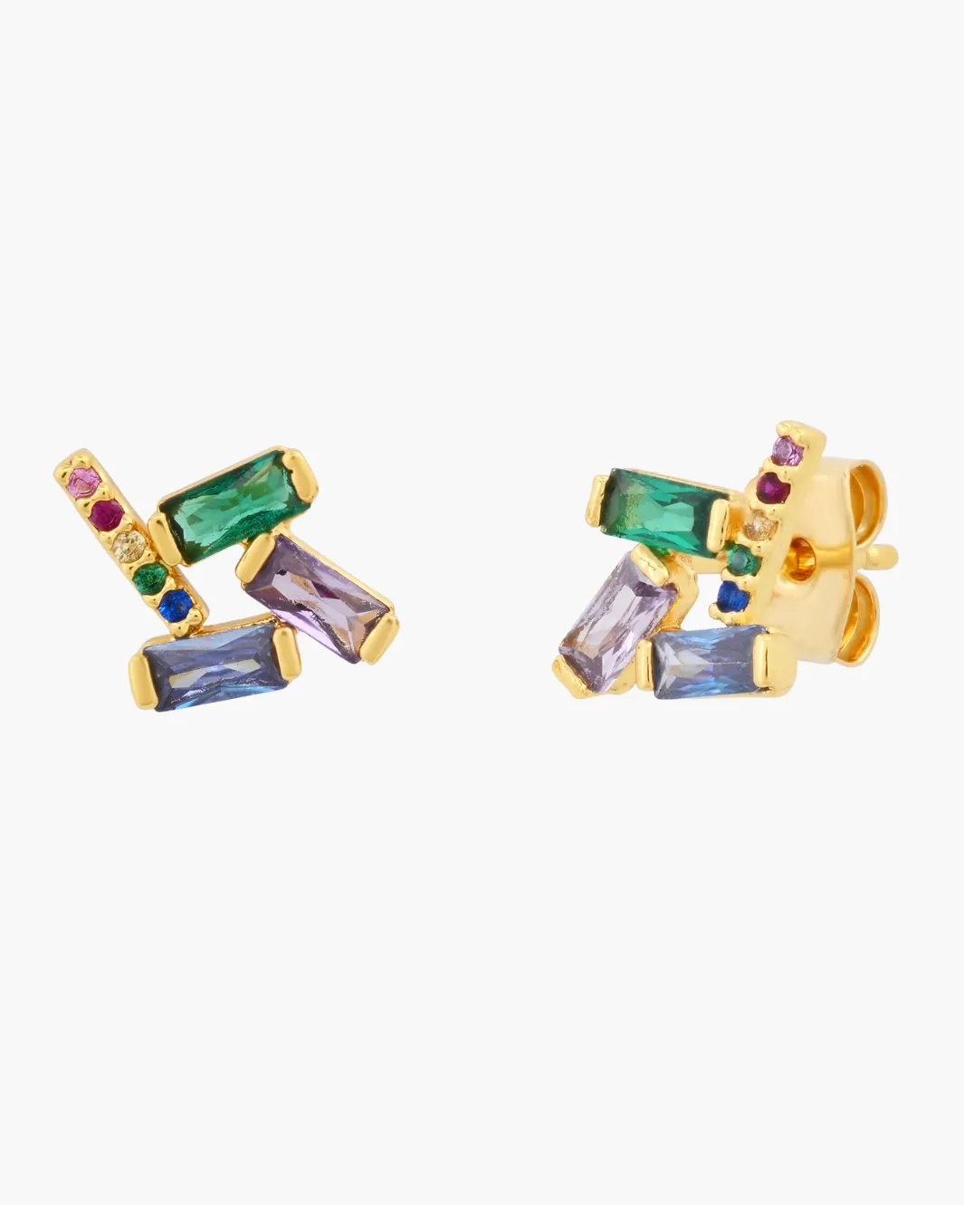 MULTI-COLORED GEOMETRIC CZ STUD