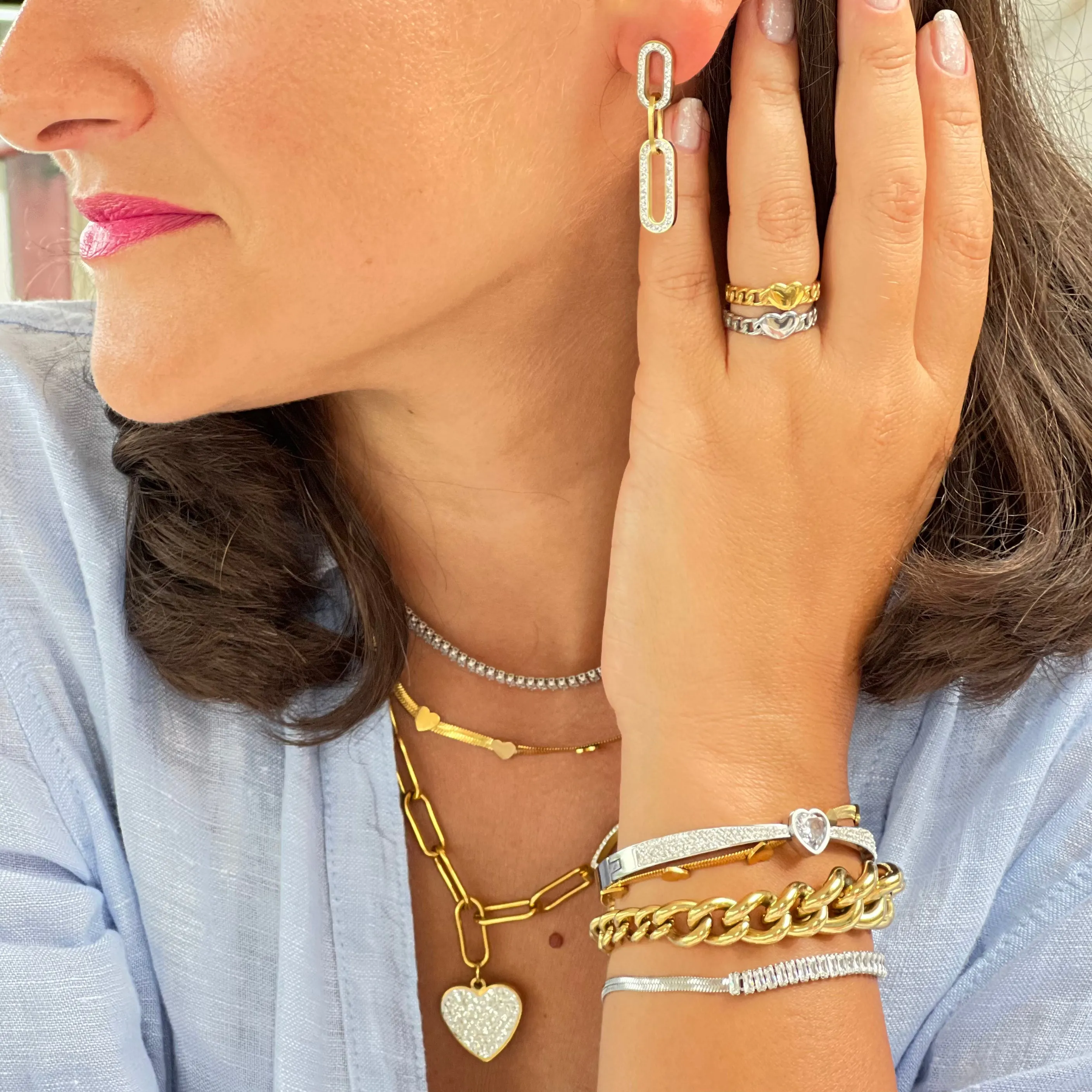 Multi Heart Gold Necklace