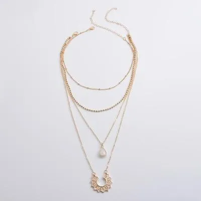 Multilayer Necklaces For Women Jewelry Gold Colors  Trendy High Quality Metals Geometric