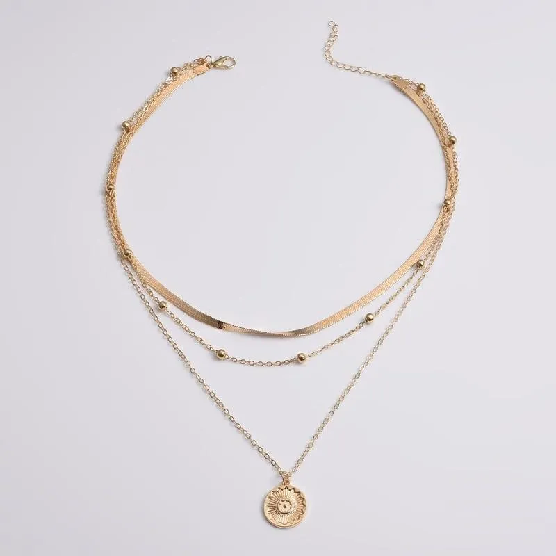 Multilayer Necklaces For Women Jewelry Gold Colors  Trendy High Quality Metals Geometric