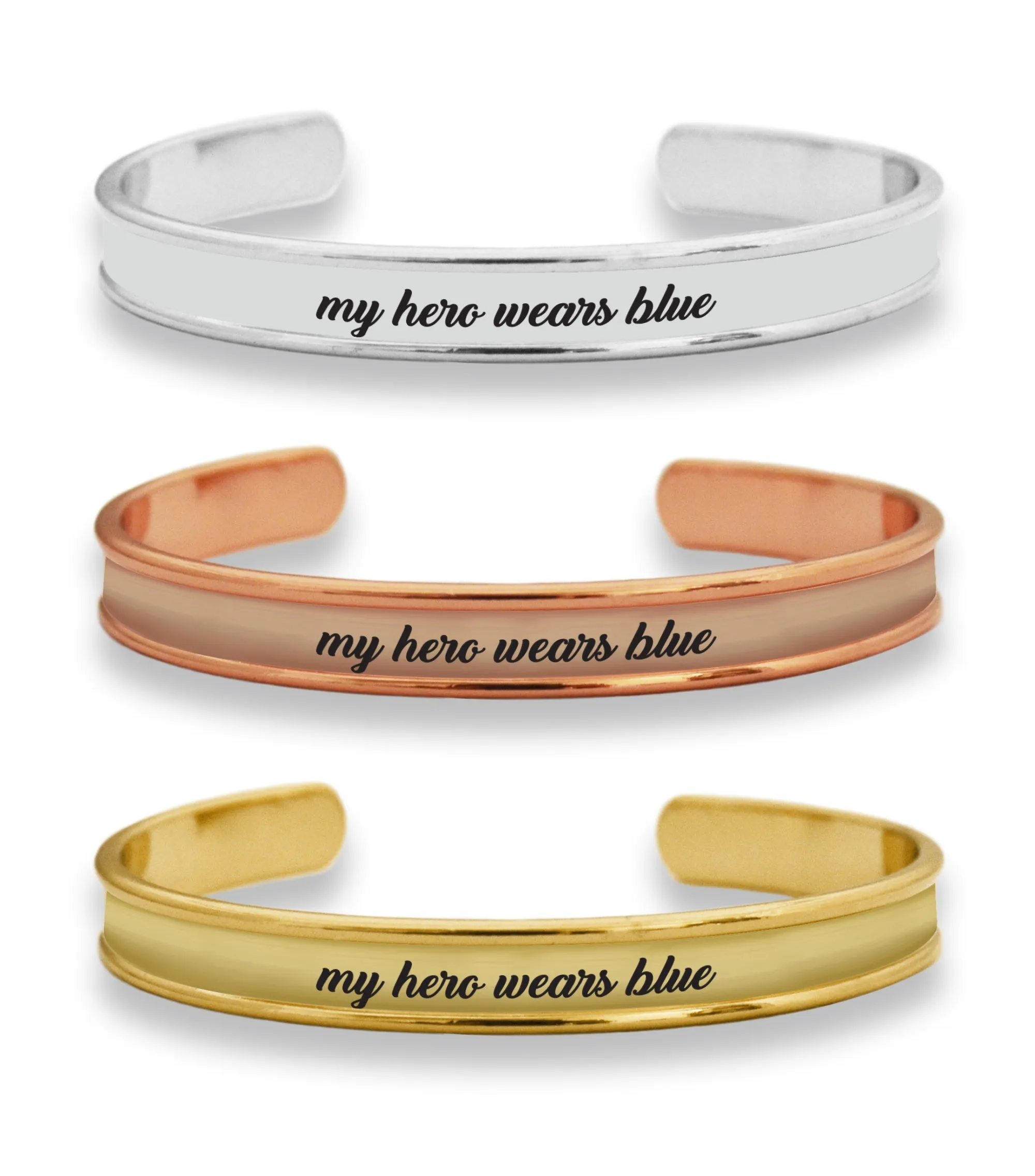 My Hero Wears Blue Cuff Bracelet
