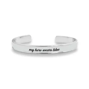 My Hero Wears Blue Cuff Bracelet