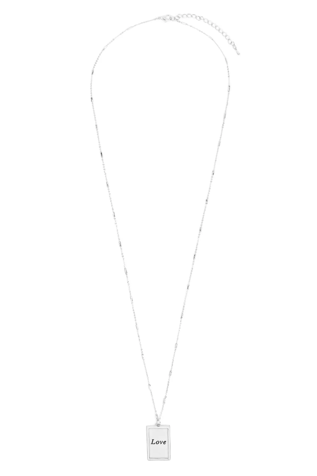 MYN1421MGLV - "LOVE" ETCHED BRASS BOX PENDANT NECKLACE