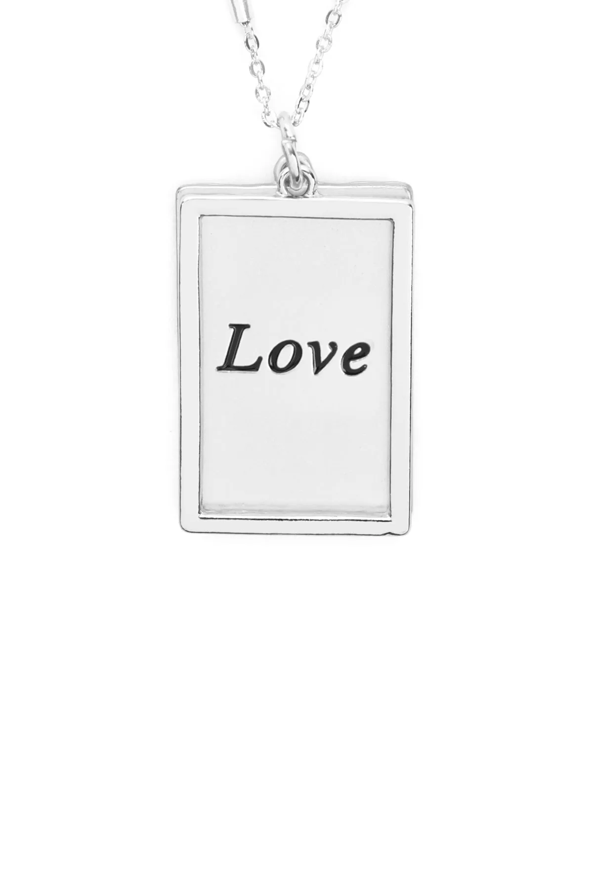 MYN1421MGLV - "LOVE" ETCHED BRASS BOX PENDANT NECKLACE