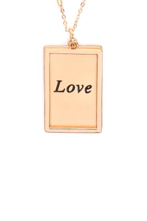 MYN1421MGLV - "LOVE" ETCHED BRASS BOX PENDANT NECKLACE