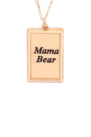 MYN1421MGMA - "MAMA BEAR" ETCHED BRASS BOX PENDANT NECKLACE