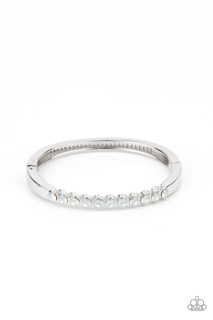 Mystical Masterpiece - White - Opalescent Rhinestone Paparazzi Hinge Bracelet