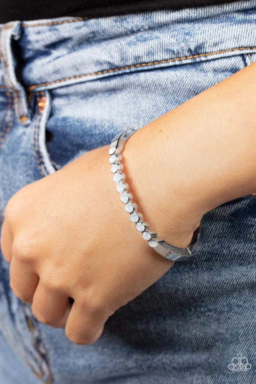 Mystical Masterpiece - White - Opalescent Rhinestone Paparazzi Hinge Bracelet