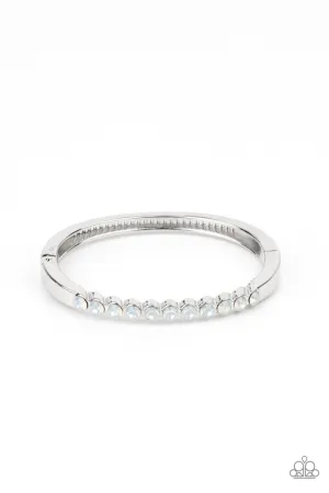 Mystical Masterpiece - White - Opalescent Rhinestone Paparazzi Hinge Bracelet