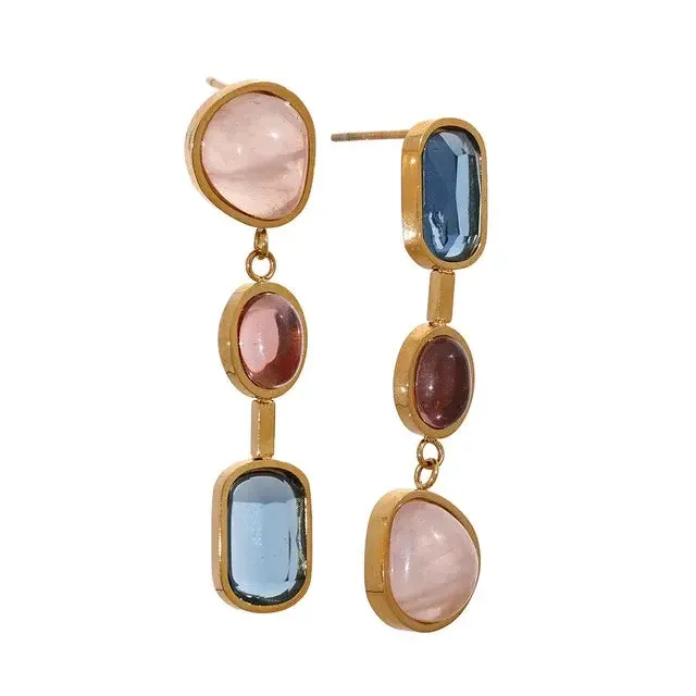 Natural Stone Geometric Drop Dangle