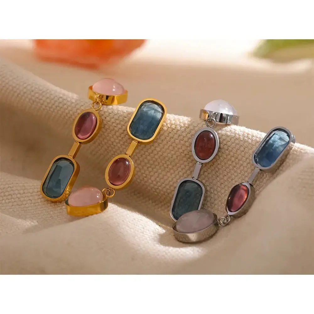 Natural Stone Geometric Drop Dangle