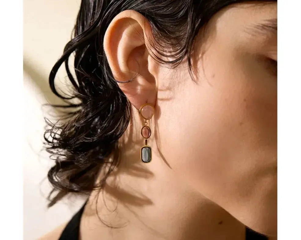 Natural Stone Geometric Drop Dangle