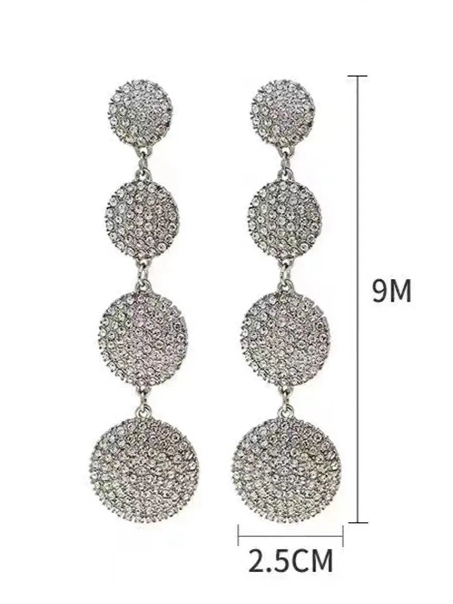 Needle Stone Geometric Circle S925 Silver Drop Earrings MSE101026