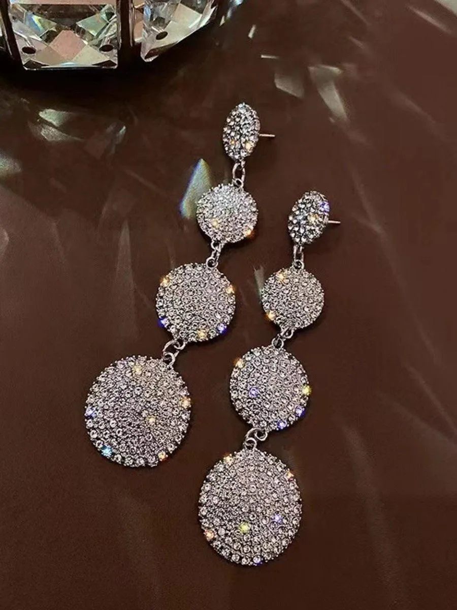 Needle Stone Geometric Circle S925 Silver Drop Earrings MSE101026