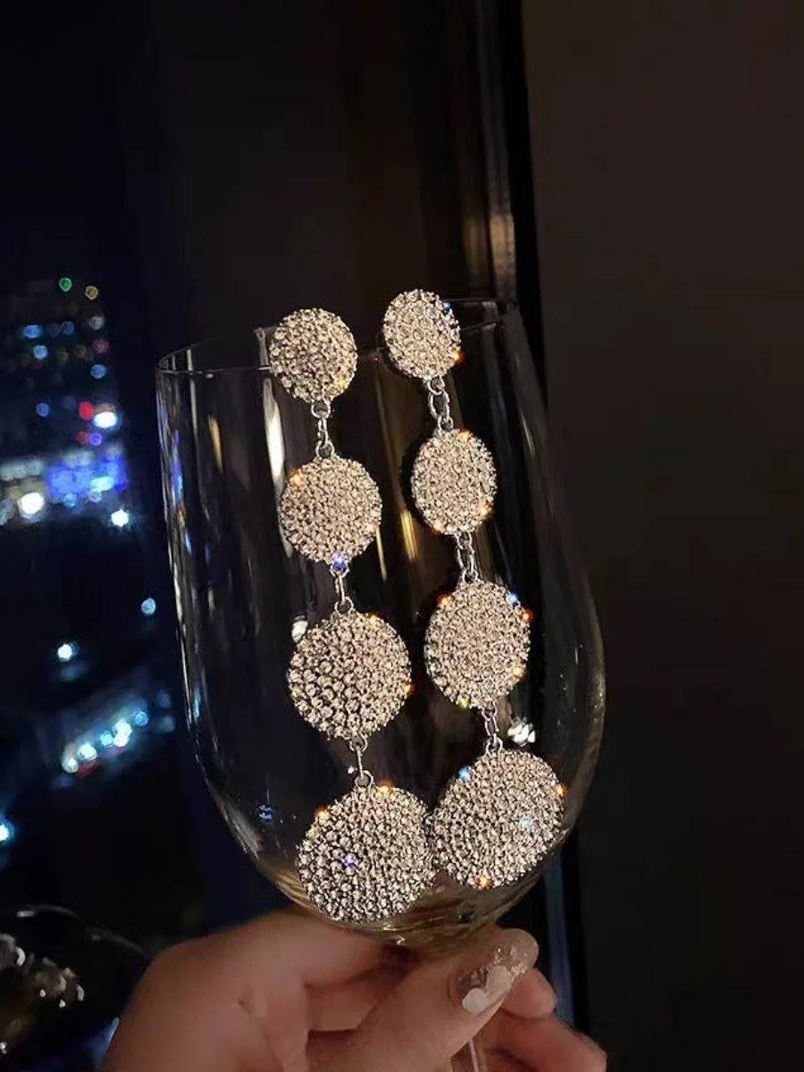 Needle Stone Geometric Circle S925 Silver Drop Earrings MSE101026