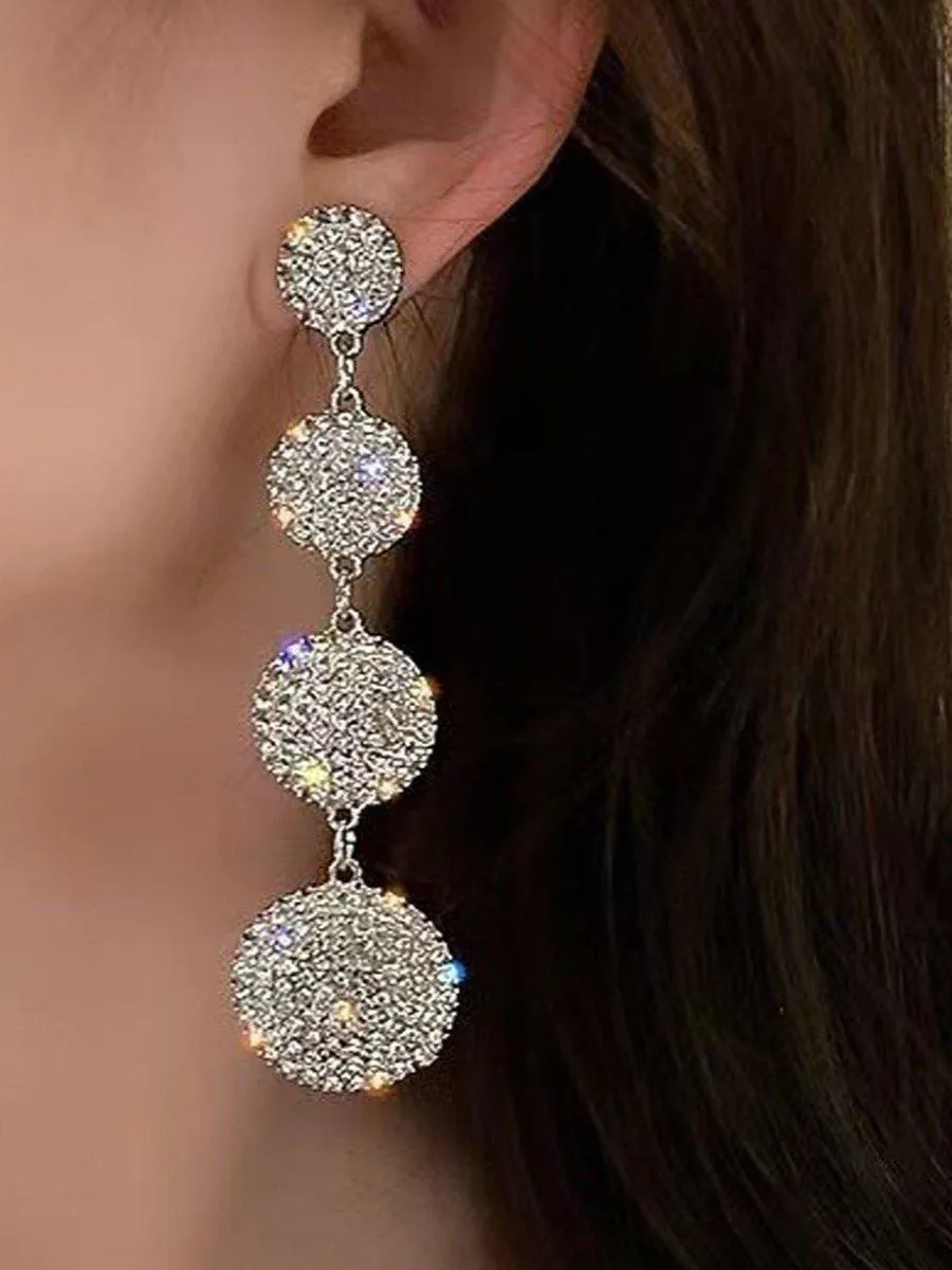 Needle Stone Geometric Circle S925 Silver Drop Earrings MSE101026