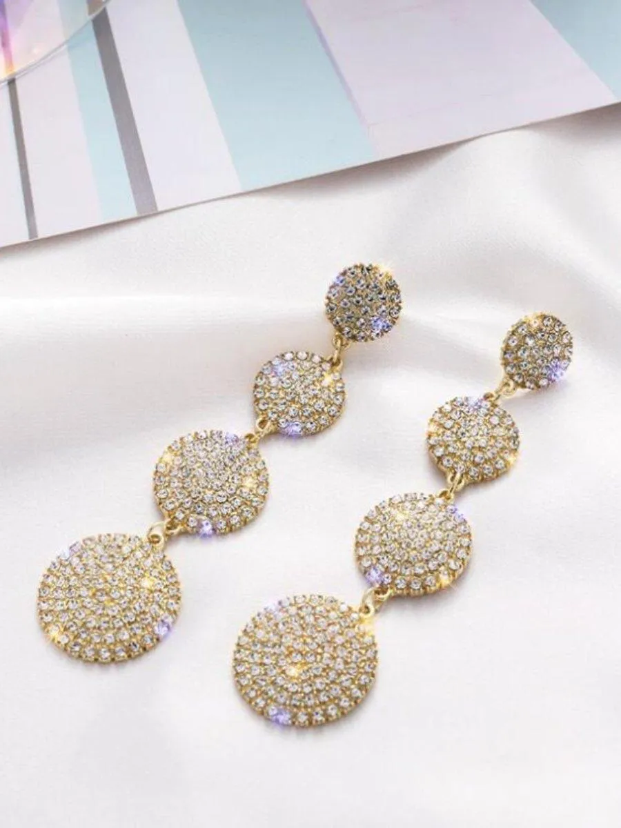 Needle Stone Geometric Circle S925 Silver Drop Earrings MSE101026